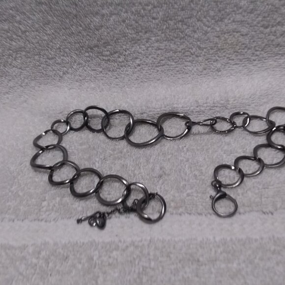 Fossil Rhinestone Filled Dark Chain Necklace Large Links Great Condition - Picture 7 of 9